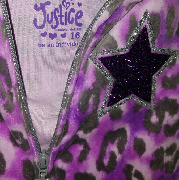 NWT Velour 🐆 Sequin Lilac Lavender Hoodie Zip 💜